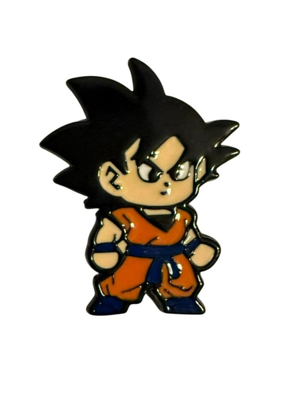 Anime Goku Enamel Pin With Rubber Clutch Back - 1 Inch Tall - Orange Outfit